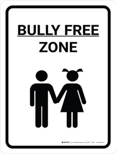 Bully Free Zone Portrait With Icon - Wall Sign