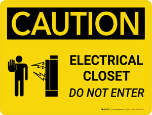 Caution: Electrical Closet Do Not Enter Landscape With Icon - Wall Sign