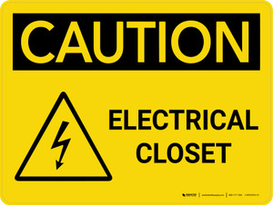 Caution: Electrical Closet Landscape With Icon - Wall Sign