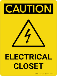 Caution: Electrical Closet Portrait With Icon - Wall Sign