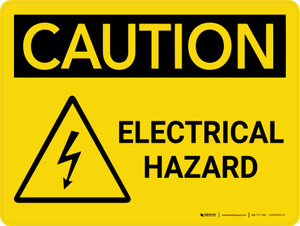 Caution: Electrical Hazard Warning Landscape - Wall Sign