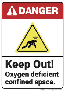Danger: Keep Out Oxygen Deficient - Wall Sign