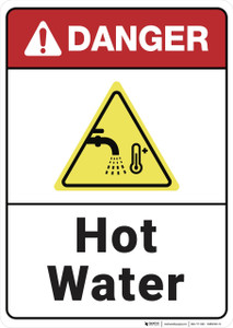 Danger: Hot Water ANSI - Wall Sign