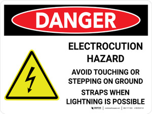 Danger: Electrocution Hazard Avoid Touching Landscape with Icon - Wall Sign