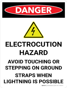 Danger: Electrocution Hazard Avoid Touching Portrait with Icon - Wall Sign