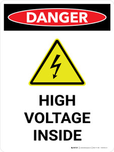 Danger: High Voltage Inside Portrait with Icon - Wall Sign