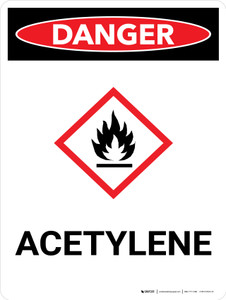 Danger: Acetylene Portrait with Icon - Wall Sign