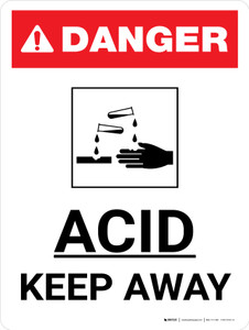 Danger: Acid Keep Away Portrait with Icon - Wall Sign
