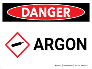 Danger: Argon Landscape with Icon - Wall Sign