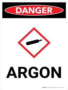 Danger: Argon Portrait with Icon - Wall Sign
