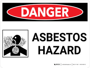 Danger: Asbestos Hazard Landscape with Icon - Wall Sign