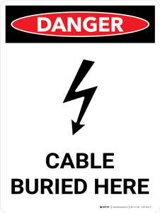 Danger: Cable Buried Here Portrait With Icons - Wall Sign
