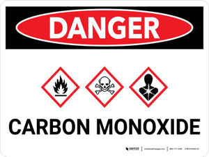 Danger: Carbon Monoxide Landscape With Icon - Wall Sign