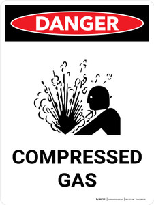 Danger: Compressed Gas Portrait with Icon - Wall Sign