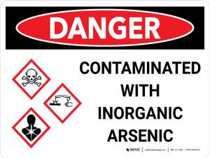Danger: Contaminated With Inorganic Arsenic Landscape with Icon - Wall Sign