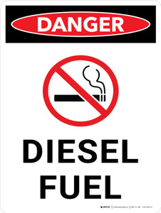 Danger: Diesel Fuel Portrait with Icon - Wall Sign