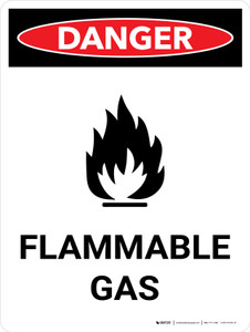 Danger: Flammable Gas Portrait with Icon - Wall Sign