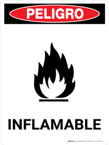 Danger: Flammable Spanish Portrait with Icon - Wall Sign