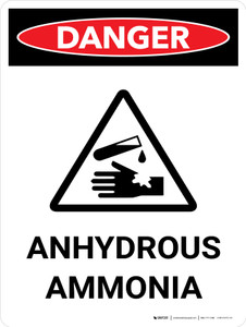 Danger: Hazard Anhydrous Ammonia Portrait with Icon - Wall Sign