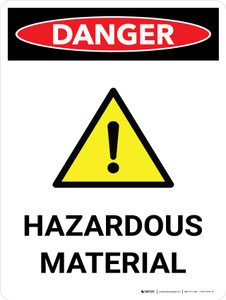 Danger: Hazardous Material Portrait with Icon - Wall Sign