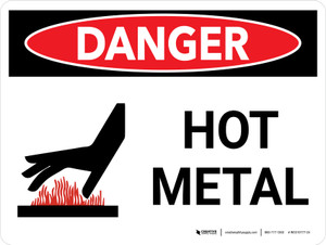 Danger: Hot Metal Landscape with Icon - Wall Sign