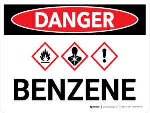 Danger: Benzene Landscape with Icon - Wall Sign