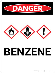 Danger: Benzene Portrait with Icon - Wall Sign