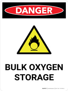Danger: Bulk Oxygen Storage Portrait With Icon - Wall Sign