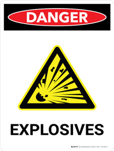 Danger: Explosives Portrait with Icon - Wall Sign