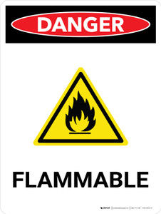 Danger: Flammable Portrait with Icon - Wall Sign