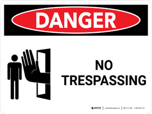 Danger: No Trespassing Landscape with Icon - Wall Sign
