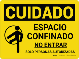 Caution: Confined Space Do Not Enter Spanish Landscape With Icon - Wall Sign