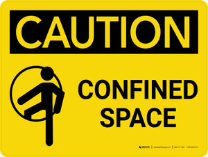 Caution: Confined Space Landscape With Icon - Wall Sign