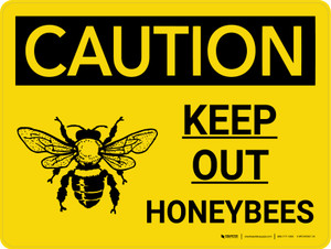Caution: Keep Out Honeybees Landscape With Icon - Wall Sign Caution: Keep Out Honeybees Landscape With Icon - Wall Sign