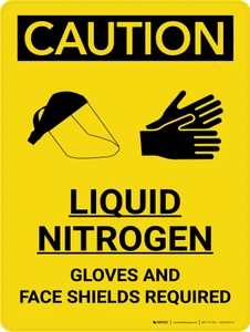 Caution: Liquid Nitrogen Gloves and Face Shield Required Portrait With Icons - Wall Sign