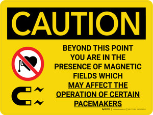 Caution: Magnetic Fields Beyond This Point May Affect Pacemakers With Icons - Wall Sign