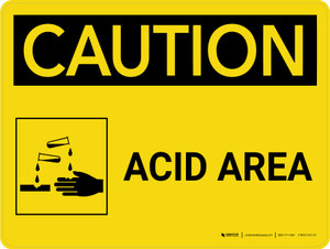 Caution: Acid Area Landscape With Icon - Wall Sign