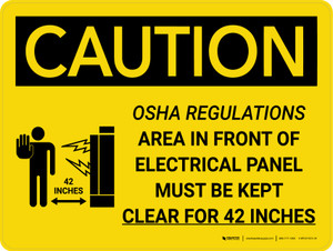 Caution: Regulations Electrical Panel 42 Inches Landscape With Icon - Wall Sign