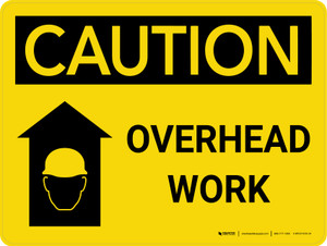 Caution: Overhead Work Landscape With Icon - Wall Sign