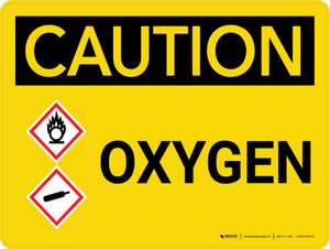 Caution: Oxygen Landscape With Icon - Wall Sign
