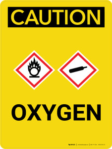 Caution: Oxygen Portrait With Icon - Wall Sign