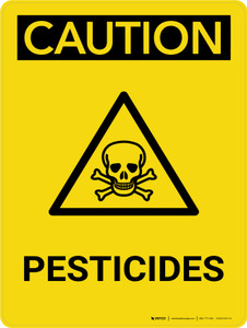 Caution: Pesticides Portrait With Icon - Wall Sign