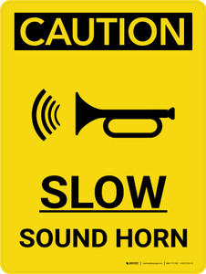 Caution: Slow Sound Horn Portrait With Icon - Wall Sign