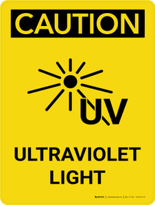 Caution: Ultraviolet Light Portrait With Icon - Wall Sign