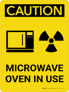 Caution: Microwave Oven In Use Portrait With Icon - Wall Sign