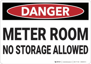 Danger: Meter Room No Storage Allowed - Wall Sign