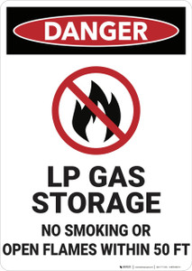 Danger: LP Gas Storage No Smoking - Wall Sign
