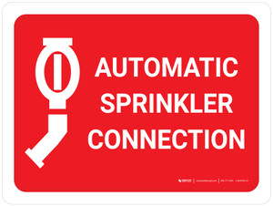 Automatic Sprinkler Connection Red Landscape with Icon - Wall Sign