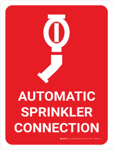 Automatic Sprinkler Connection Red Portrait with Icon - Wall Sign