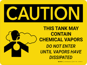 Caution: Tank May Contain Chemical Vapors Landscape With Icon - Wall Sign